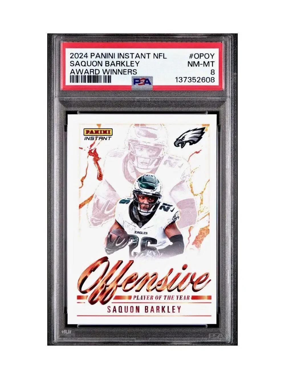 Saquon Barkley 2024 Panini NFL Offensive Player of the Year Eagles PSA 8 NM-MT